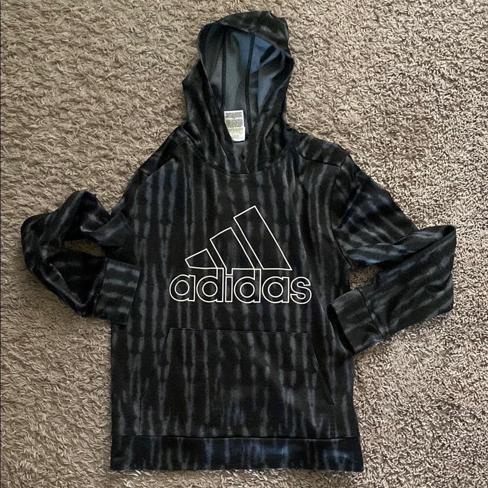 Adidas Black and Gray Kids Hoodie